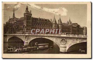 Old Postcard Paris Conciergerie Clock tower and the bridge in exchange Peniche