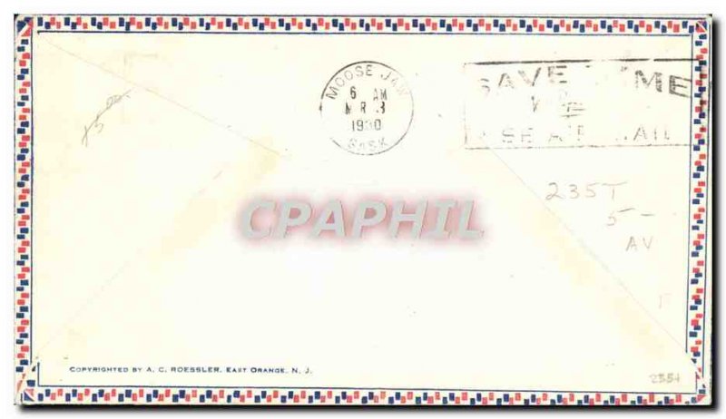1st Letter Canada Flight Calgary Moose Jaw 3 March 1930 Indian