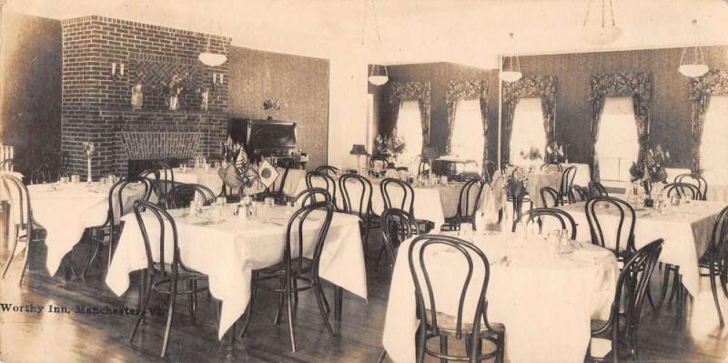 Manchester Vermont Worthy Inn Dining Room Real Photo Antique Postcard J42839