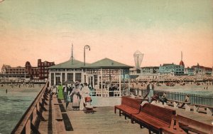 Vintage Postcard 1912 Grove Bank Benches Asbury Park New Jersey Valentine & Sons