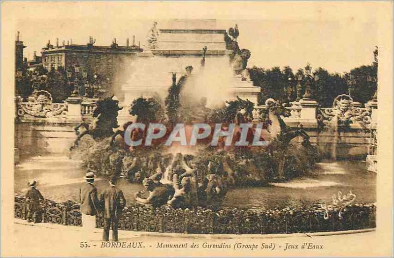 Postcard Old Bordeaux Girondins Monument (South Group) Waters Games