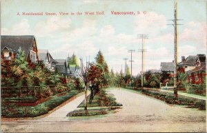 West End Residential Street Vancouver BC British Columbia c1908 Postcard H29