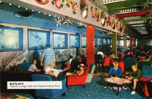 England Butlins Typical Lounge Cafe and Heated Indoor Pool Vintage Postcard C351