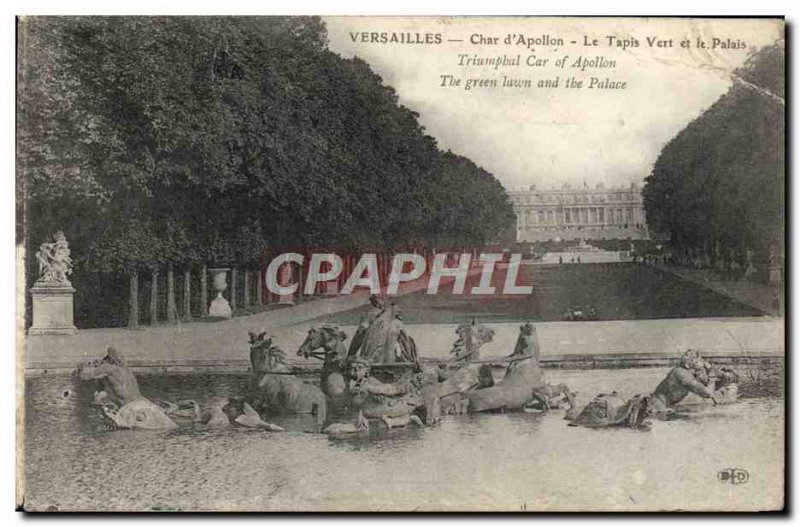 Old Postcard Versailles Char d & # 39Apollon Green Carpet and palate
