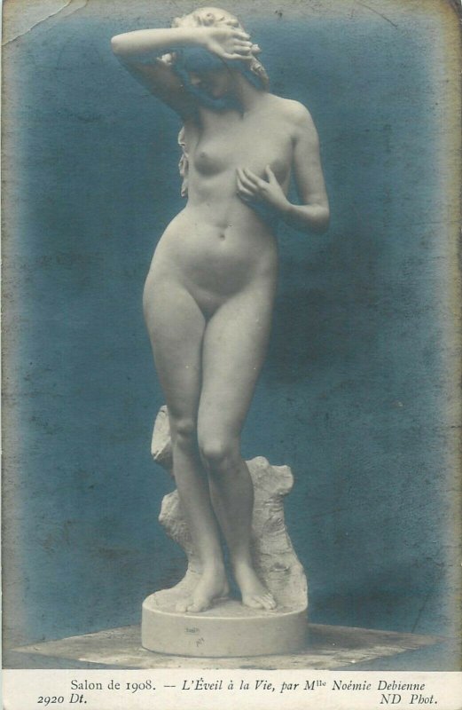 Salon Paris 1908 statuette  Eveil a la Vie  Noemie Debienne