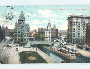 Divided-Back BOAT & BUILDINGS AT CLINTON SQUARE Syracuse New York NY p1587