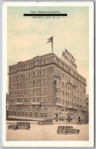 Atlantic City New Jersey 1920s Postcard The Penn-Atlantic Hotel Street View Cars