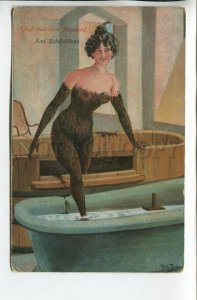 462107 Arthur THIELE Gruss aus MUD BATH Nude Woman Bad Schonfliess POLAND