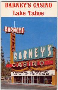 BARNEY'S CASINO O'Houlihan's Hideout LAKE TAHOE Nevada 1960s Postcard
