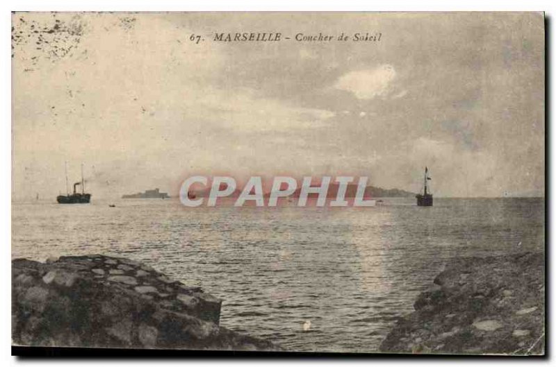 Old Postcard Marseille Sunset