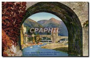 Old Postcard Sospel Menton Surroundings View of the old bridge and the Bevera