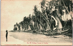 Sri Lanka Ceylon Fishing Canoes in Ceylon Vintage Postcard C068