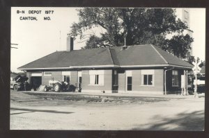 RPPC CANTON MISSOURI RAILROAD DEPOT TRAIN STATION REAL PHOTO POSTCARD