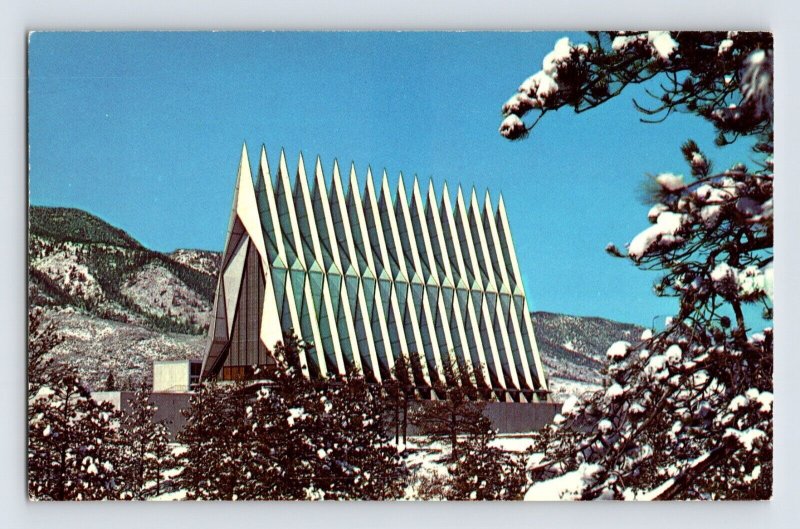 Postcard Colorado Springs CO Air Force Academy Chapel Church Snow 1960s Unposted
