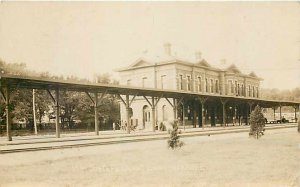 Depot, Kansas, Lawrence, RPPC, Santa Fe Railroad Station, 1910 PM