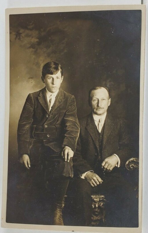 Rochester NY Arthur Ace Family c1930 Father and Son Studio Postcard Q7