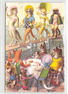 Cat Models Bathing Suits Beach Summer Mainzer Belgium 4969 Vintage Fantasy Comic