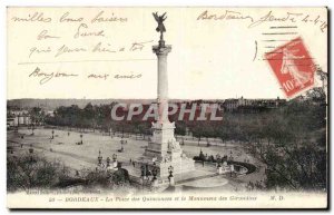 Old Postcard Bordeaux Place des Quinconces and the Monument of the Girondins