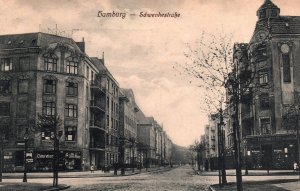 VINTAGE POSTCARD STREET SCENE HAMBURG GERMANY MAILED 1925 REICH STAMPS