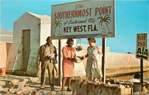 1960s Postcard; Southernmost Point Key West FL Conch Shell Sellers Unposted