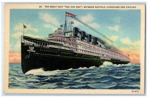 1939 The Great Ship Seeandbee Daily Buffalo Cleveland And Chicago MI Postcard
