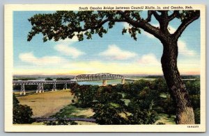 South  Omaha Bridge  Council Bluffs Iowa  Omaha  Nebraska  Postcard