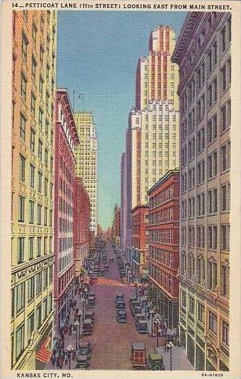 Missouri Kansas City Petticoat Lane Looking East From Main Street