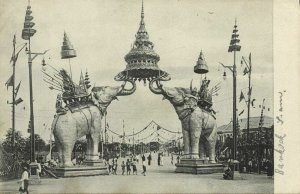 siam thailand, BANGKOK, Elephant Arch (1910s) Postcard