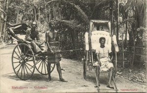 PC CPA CEYLON - SRI LANKA, RICKSHAWS, COLOMBO, Vintage Postcard (b20070)