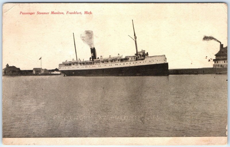 c1910s Frankfort, Mich. SS Manitou Passenger Lake Steamer Tom Jones PC OH A147