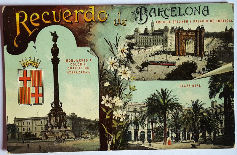 3 VINTAGE POSTCARDS GREETINGS FROM BARCELONA. DIFFERENT YEARS. UNUSED!!!