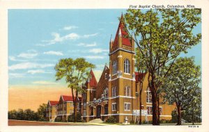 J40/ Columbus Mississippi Postcard c1940s First Baptist Church Building 180