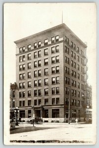 Cedar Rapids Iowa~Security Bank~Circular Fire Escape~Basement Barber~1913 RPPC 