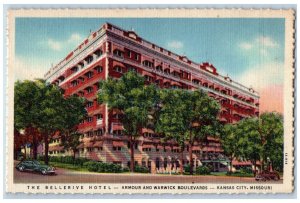 Kansas City Missouri NI Postcard Bellerive Hotel Armour Warwick Boulevards c1940