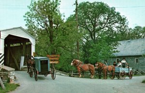 VINTAGE POSTCARD THE MILL COVERED BRIDGE AND CRAFT VILLAGE SOUDERBURG PENNA