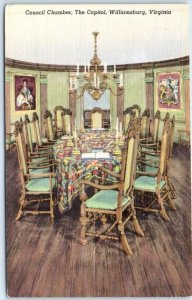 Postcard - Council Chamber, The Capitol - Williamsburg, Virginia