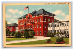 Vintage 1944 Linen Postcard Stamford Hospital Stamford Connecticut Daytime