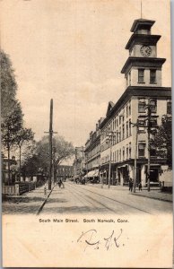 View of South Main Street, South Norwalk CT Undivided Back Vintage Postcard P42