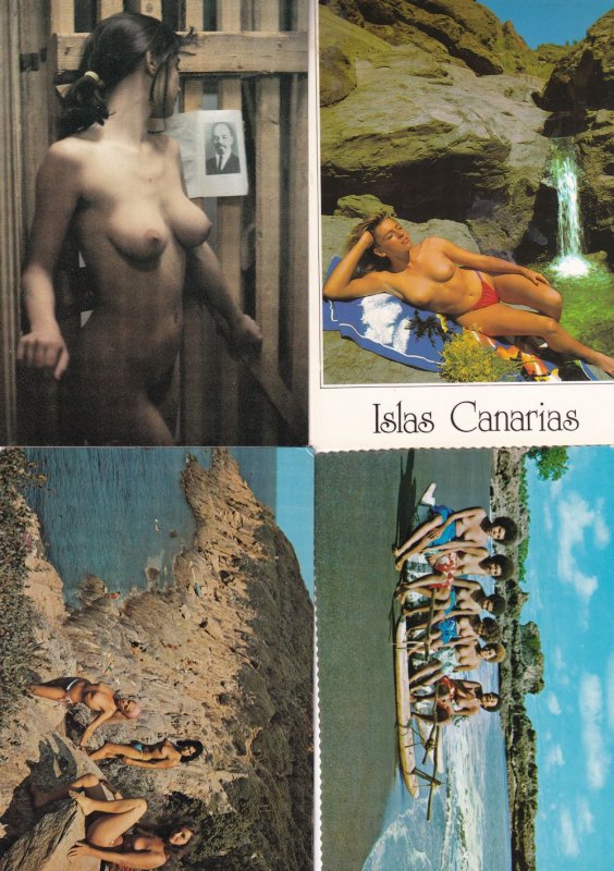 Cote D'Azur Canary Islands Polynesian Girls 4x Risque Postcard s