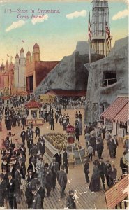 Scene in Dreamland Coney Island, NY, USA Amusement Park 1911 paper wear on front