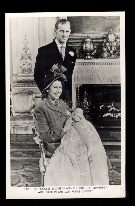 r4095 - Duke & Duchess of Edinburgh on Prince Charles Christening Day - postcard