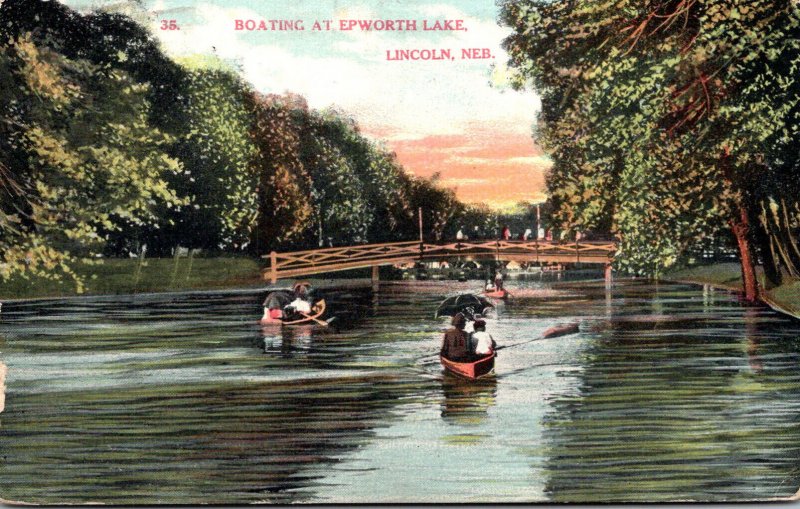 Nebraska Lincoln Boating At Epworth Park 1908