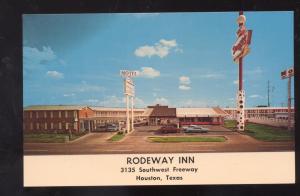 HOUSTON TEXAS RODEWAY INN MOTEL OLD CARS ADVERTISING POSTCARD