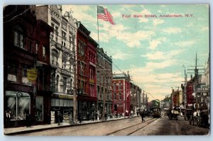 Amsterdam New York NY Postcard East Main Street Exterior Building c1913 Vintage