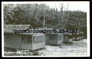 h3788 - RAPID LAKE Quebec 1951 Parc de la Verendrye Cabins. Real Photo Postcard