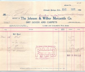 Colorado Springs CO Johnson Wilbur Billhead