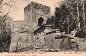 Pueria de Justicia y Pilar de Carlos V,Alhambra,Grenada,Spain BIN