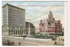 City Hall Union Bank Winnipeg Manitoba Canada 1909 postcard