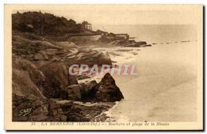 Old Postcard La Bernerie Rocks Beach and the Rinais