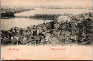 Germany Hamburg Alster Panorama Vintage Postcard 09.98